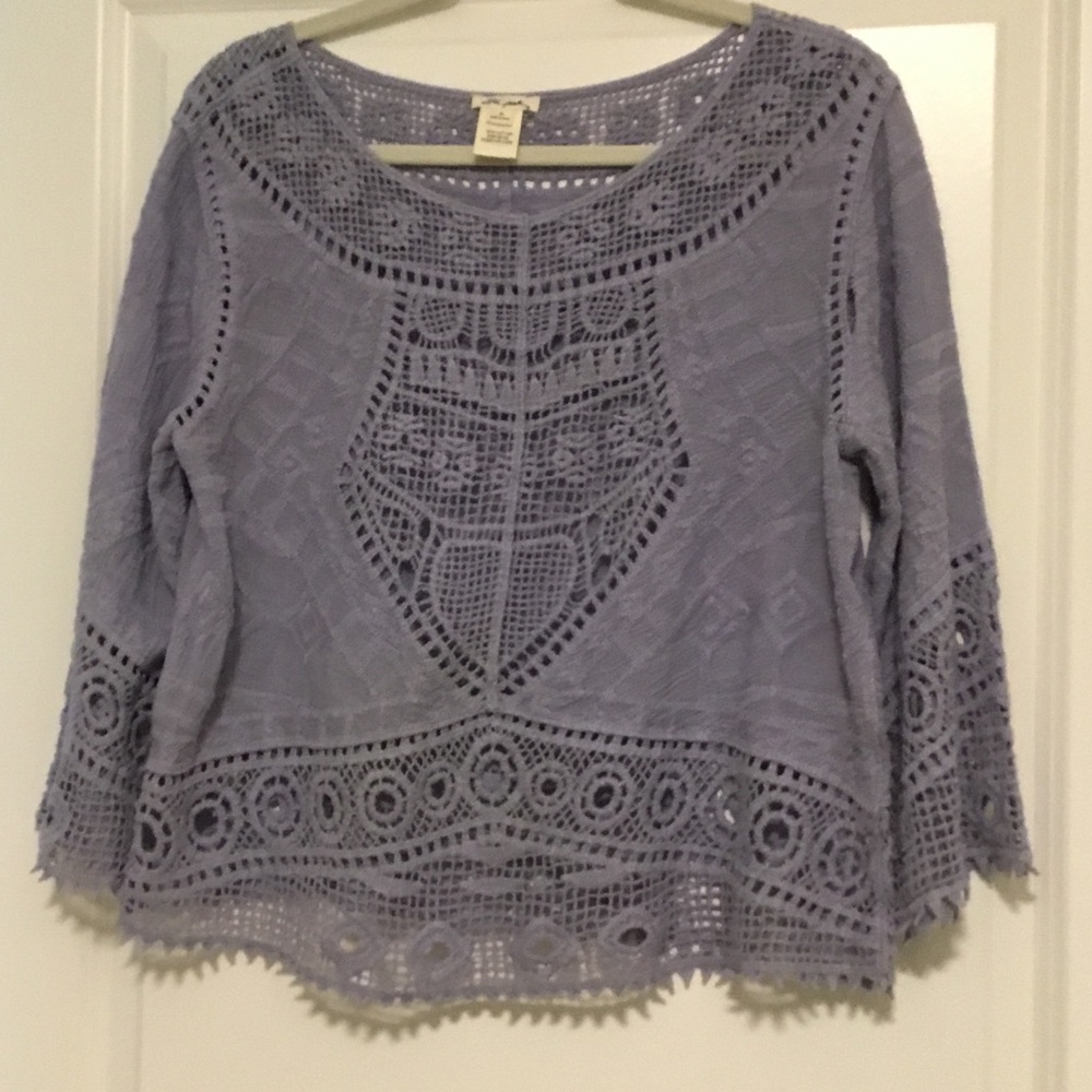 Cute 100% cotton blue lace top